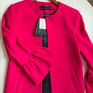 Zara long blazer / coat with ruffle sleeves
